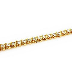 Round Brilliant Diamonds S Link  3.00 tcw 18K Yellow Gold Tennis Bracelet