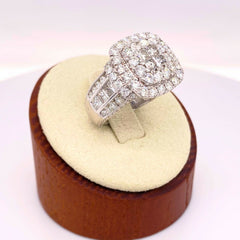 Diamond Halo Cluster 3.50 Carats Cocktail Ring14K White Gold