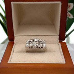 Eaquisite-A Round Diamond Three Row 1.85 tcw Engagement Ring in 14kt White Gold