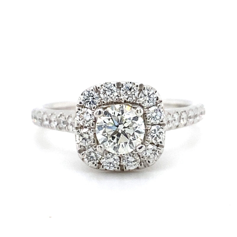 NEIL LANE Round Diamond Halo 1.27 tcw Engagement Ring in 14kt White Gold