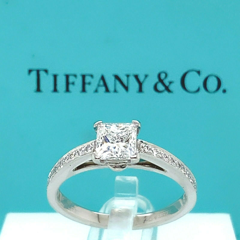 Tiffany & Co GRACE Princess Diamond 0.89 tcw Engagement Ring Diamond Certificate