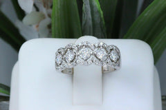 Diamond Wedding Band Ring Halo Design 14k White Gold $5000 Retail