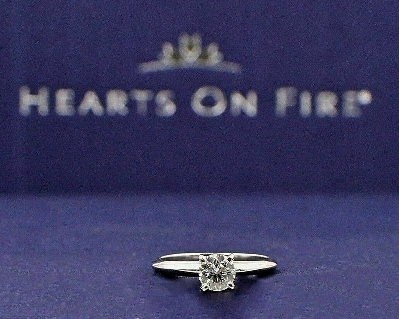 Hearts On Fire Diamond Engagement Ring Round 0.65 ct G VS2 14k White Gold