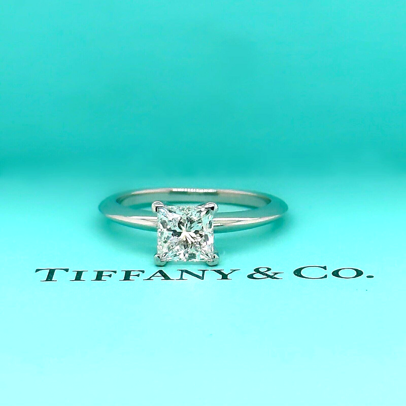 Princess Cut Cubic Zirconia Cathedral Solitaire Engagement Ring