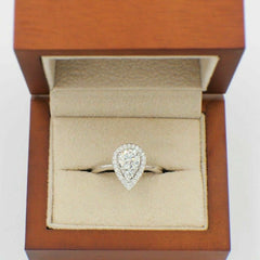 Hearts on Fire Destiny Teardrop Shape Halo Engagement Ring Round 0.88 TCW 18k WG