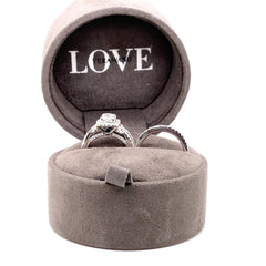 Vera Wang LOVE Round Diamond Engagement Ring & Band Set 1.28 tcw 14k White Gold