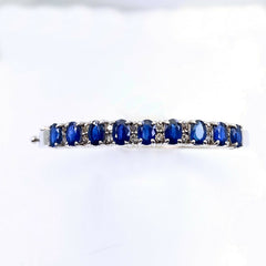 Sapphire and Diamond Bangle Bracelet 6.70 TCW 14K White Gold