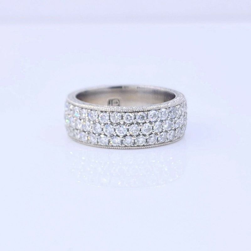 Three-Row Round Diamond Eternity Band Ring 2.04 tcw Platinum