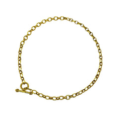 ELIZABETH LOCKE 7 MM Spiked Link Hammered Gold Toggle Necklace 19' Inch 19K YG