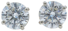Near Colorless Round Solitaire Stud 3.06 TCW 14k White Gold Earrings Lab Grown