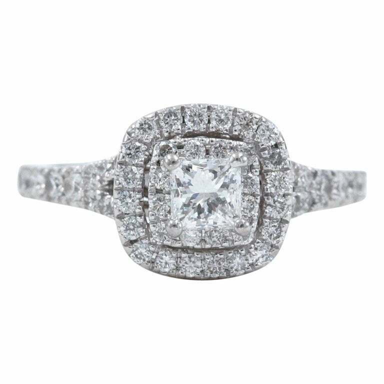Neil Lane Double Halo Princess Diamond 1 tcw Engagement Ring 14kt White Gold