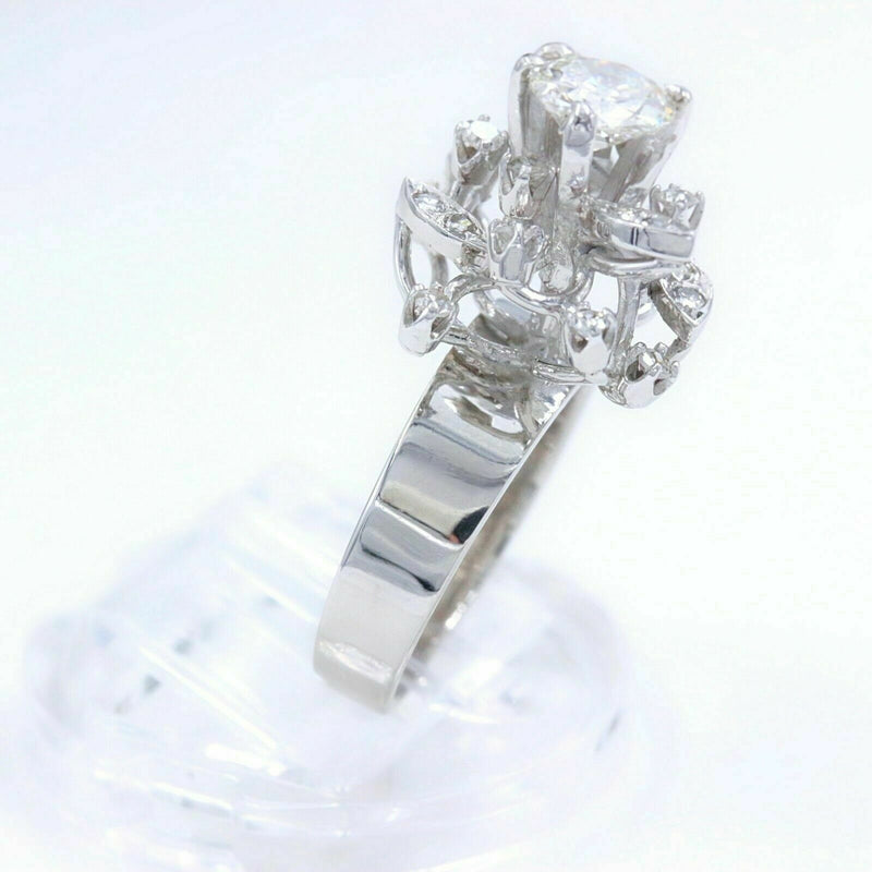 Round Diamond Flower Ring 1.12 tcw in 18k White Gold