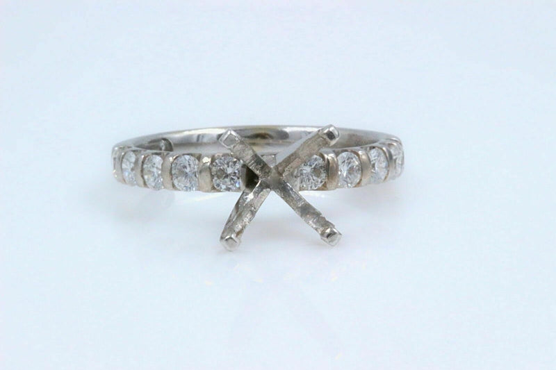 LEO Diamond Engagement Ring Solitaire Diamond Band 14k White Gold Semi Mount