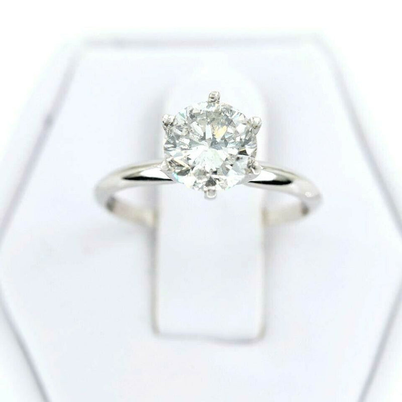 Round Salt & Pepper Diamond Solitaire Engagement Ring 1.65 cts 14kt White Gold