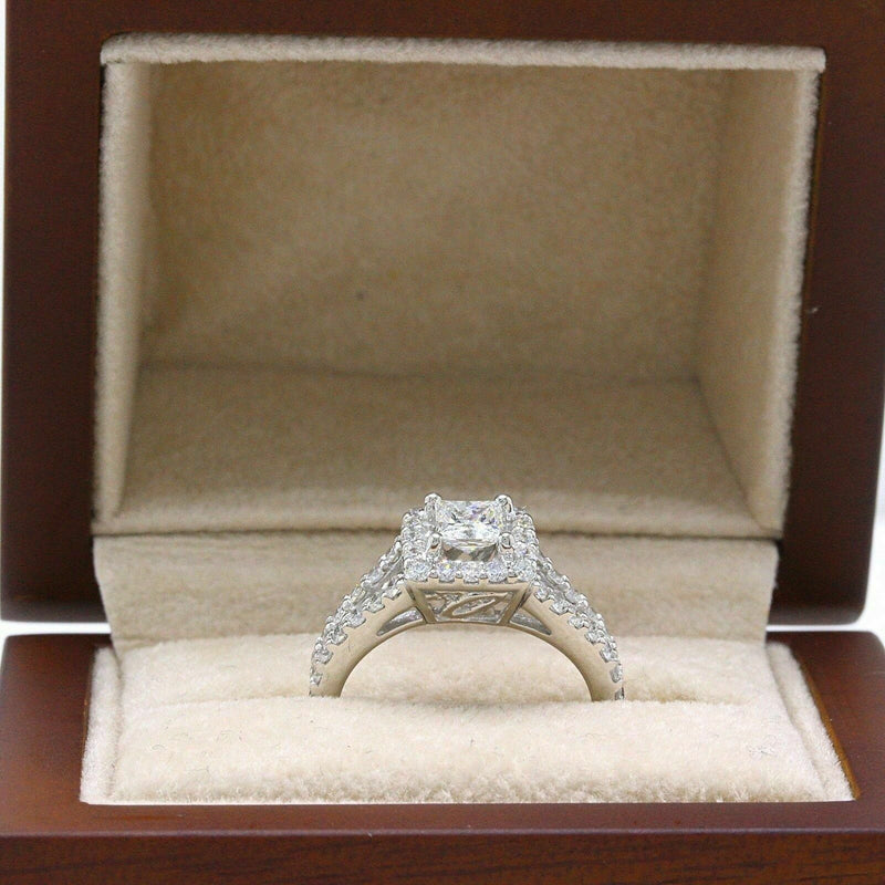 Helzberg Princess Diamond Engagement Ring 1.00 tcw E VS1 18k WG $4,600 Retail