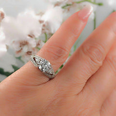 Old Cut Diamond Engagement Ring 1.30 tcw in 18k White Gold