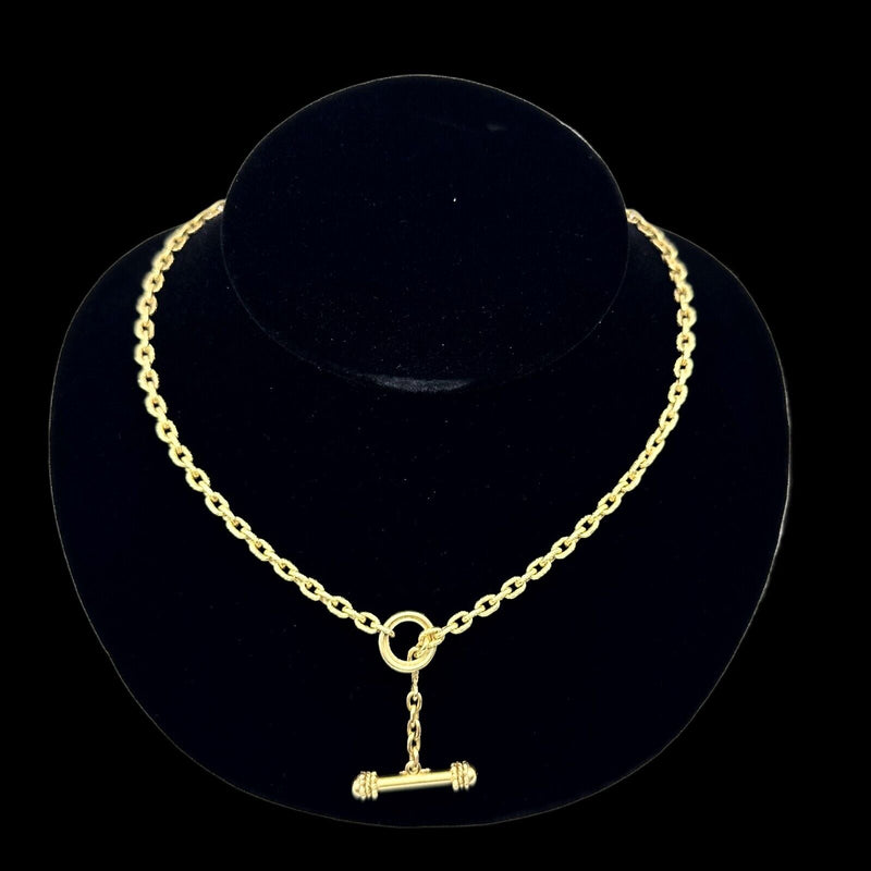 ELIZABETH LOCKE Orvieta Hammered Gold Oval Link Necklace 18' Inch 19K YG