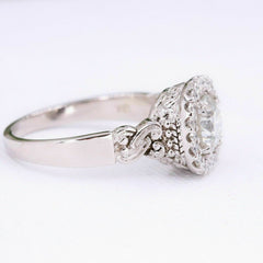 Round Diamond Halo Engagement Ring 1.50 tcw in 18kt White Gold