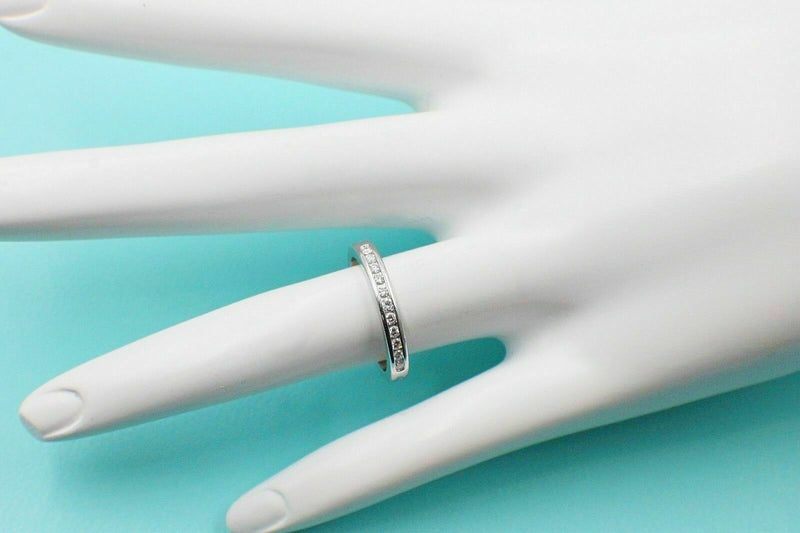 Tiffany & Co Platinum and Diamond Wedding Band Ring 2mm Size 4 #2