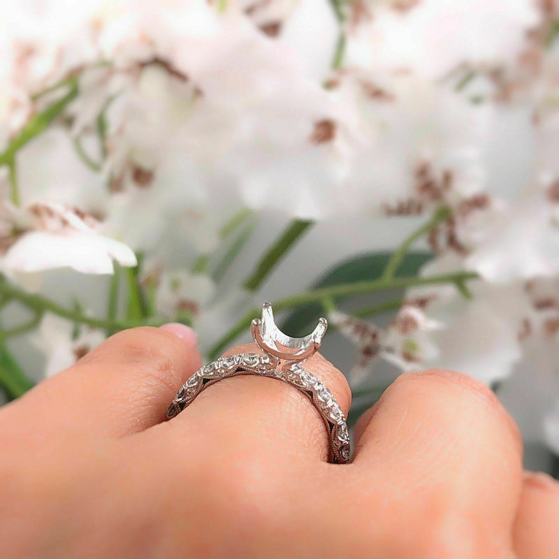 TACORI Petite Crescent Diamond Engagement Ring Semi Mount Band 18k White Gold