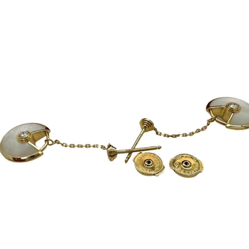 CARTIER Amulette de Cartier Mother 0f Pearl & Diamond Earrings XS in 18kt YG