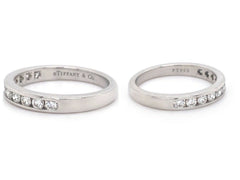 Tiffany & Co Half Circle 3 MM Round Diamond 0.33 tcw Wedding Band Ring Platinum