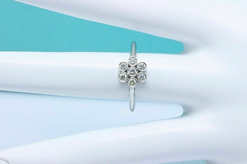 Tiffany & Co Diamond Flower Ring Bezel Set Rounds 0.30 tcw F VVS in Platinum