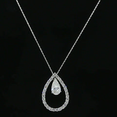 Pear Shape Diamond Pendant Necklace 14K White Gold 3.88 tcw