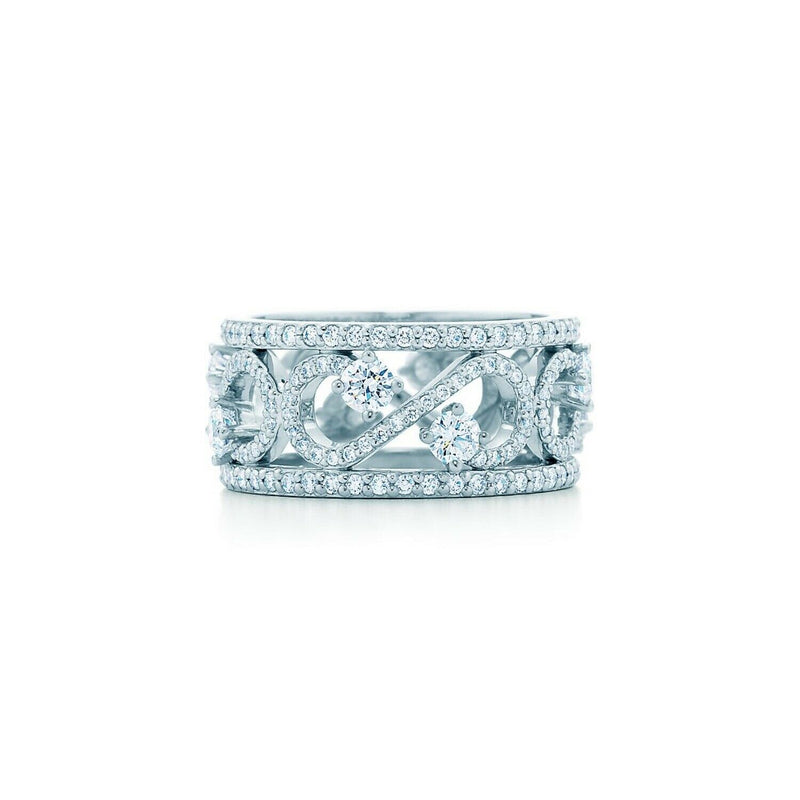 Tiffany & Co Enchant Scroll Diamond Band Ring in Platinum 1.70 tcw