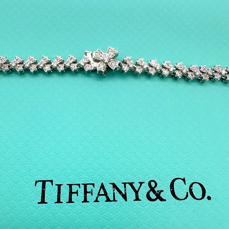 Tiffany & Co Flourishes Floret Motif Cluster Diamond Necklace in Platinum