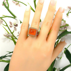 Rodney Rayner Mandarin Garnet Cabachon Ring with Orange Sapphire Ring 18kt YG