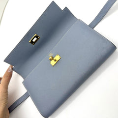 HERMES Epson Kelly Longue Wallet in Blue Lin