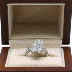 18k White Gold Pear Shaped Diamond Cocktail Ring Pave Round Cuts 2.11 tcw F VS