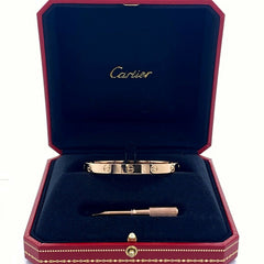 CARTIER Love Bangle Bracelet 18kt Rose Gold SZ 17 Full Set COA Boxes B6035617