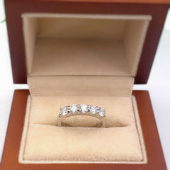 1.00 tcw Five Stone Ideal Cut Diamond Band Ring set in 14K White Gold