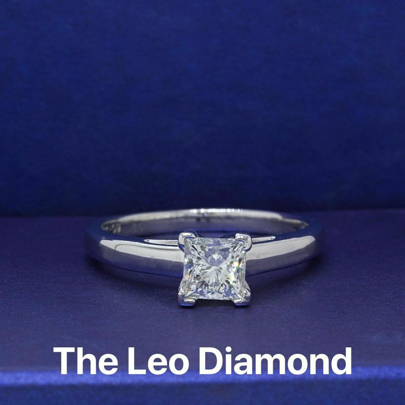 Leo Diamond Engagement Ring Princess 0.83 ct I SI1 14k White Gold $6,999 Retail