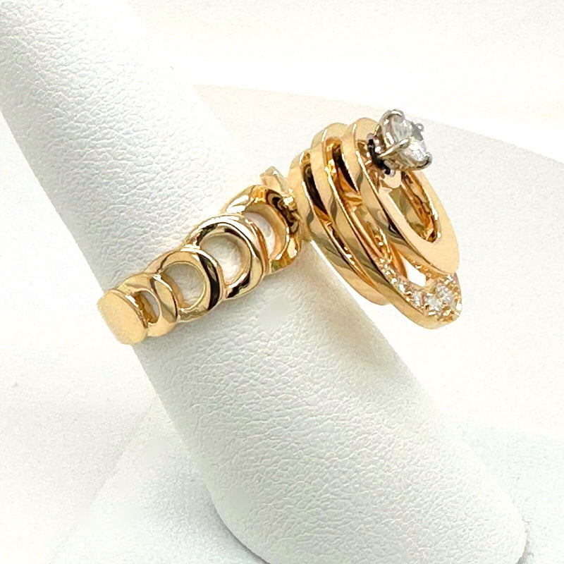 Norman Teufel Spinning 3 Tier In Motion Diamond Ring 18kt Yellow Gold circa 1972