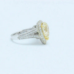 $54,000 Yellow Pear Shape Diamond Engagement Ring 5.23 TCW 14K White Gold
