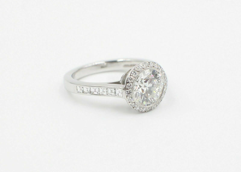 Tiffany & Co Bead Set Platinum Diamond Engagement Ring Rounds 2.27ct