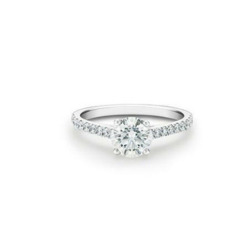 De Beers 0.68 tcw Forever Pave Round Brilliant Diamond Engagement Ring