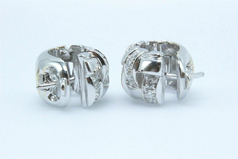 Tiffany & Co Vannerie Basket Weave Diamond Earrings 18k White Gold $7,000 Retail