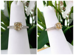 Old Mine Cut Diamond Fancy Brownish Yellow 1.81 tcw Engagement Ring GIA Platinum