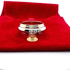 CARTIER  Saturne Multi-Tone 18kt Yellow White Rose Gold Diamond Ring