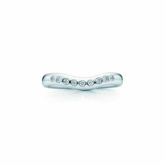 Tiffany & Co Elsa Peretti Diamond Curved Wedding Band Ring 3 MM  in Platinum