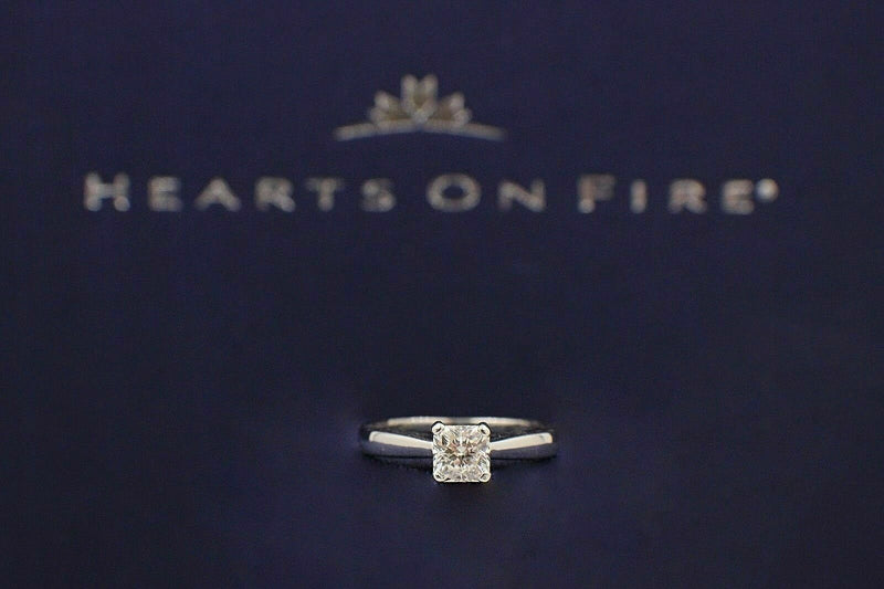 Hearts on Fire Dream Cut Diamond Platinum Engagement Ring 0.64 ct H SI1