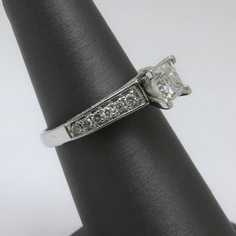 Leo Diamond Engagement Ring Princess Cut 1.48 TCW 14K White Gold $10,000 Retail
