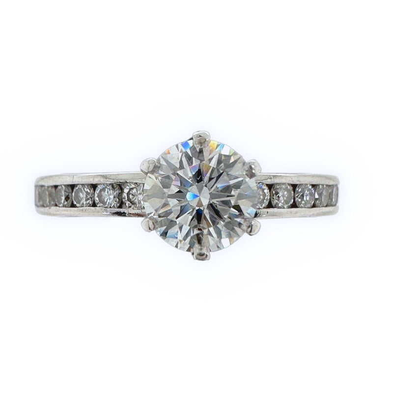 TIFFANY & CO. Round Diamond 0.80 tcw Channel Set Band Engagement Ring Platinum