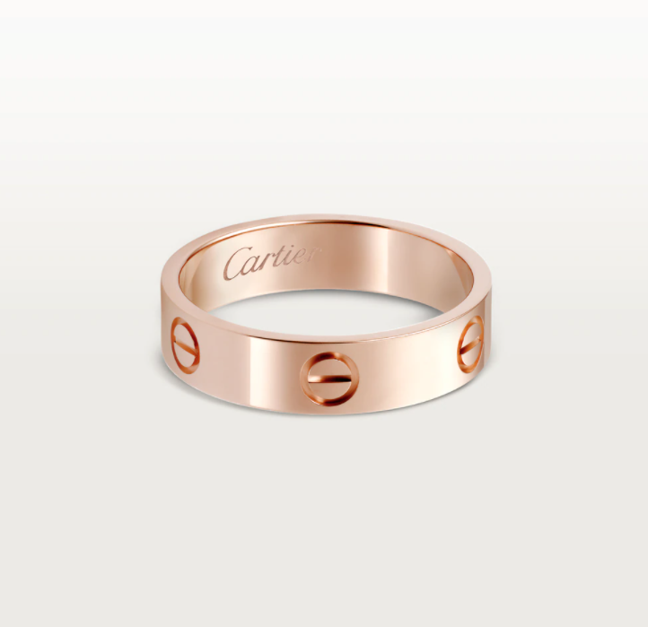 CARTIER 18kt Rose Gold Love Band Ring 5.5 MM Size 58