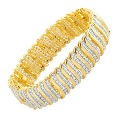 Round Diamond 3.00 tcw Pave Diamond Bangle Bracelet in 14kt White Gold