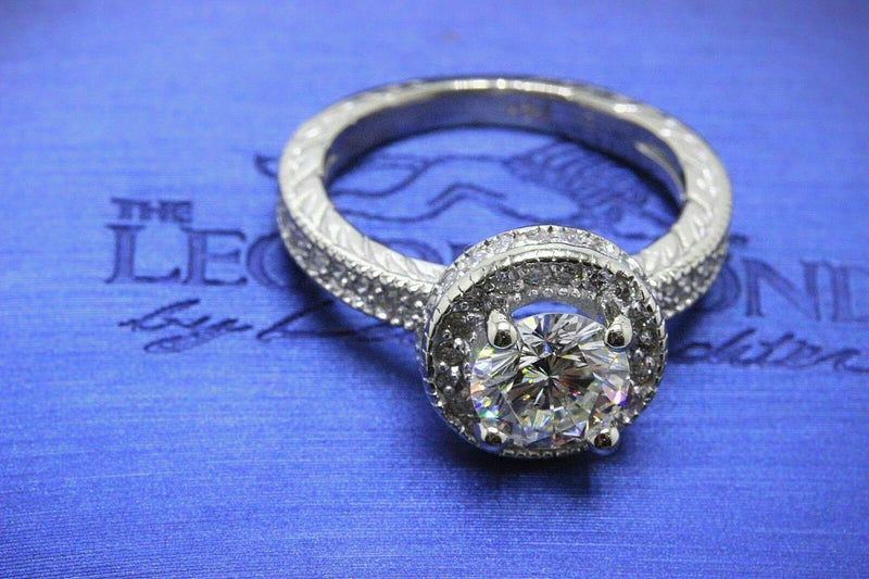 Leo Halo Diamond Engagement Ring Rounds 1.62 tcw 14k White Gold $20,000 Retail